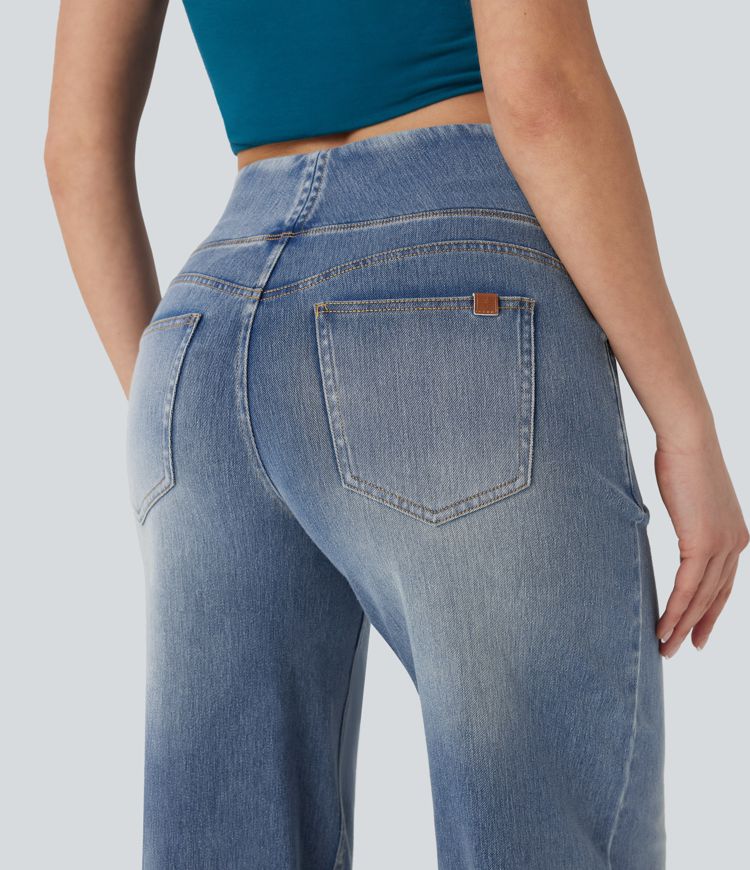 Halara Flex™ Mid Rise Tummy Control Casual Baggy Jeans with Pockets
