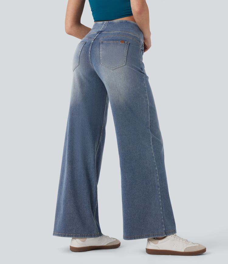 Halara Flex™ Mid Rise Tummy Control Casual Baggy Jeans with Pockets