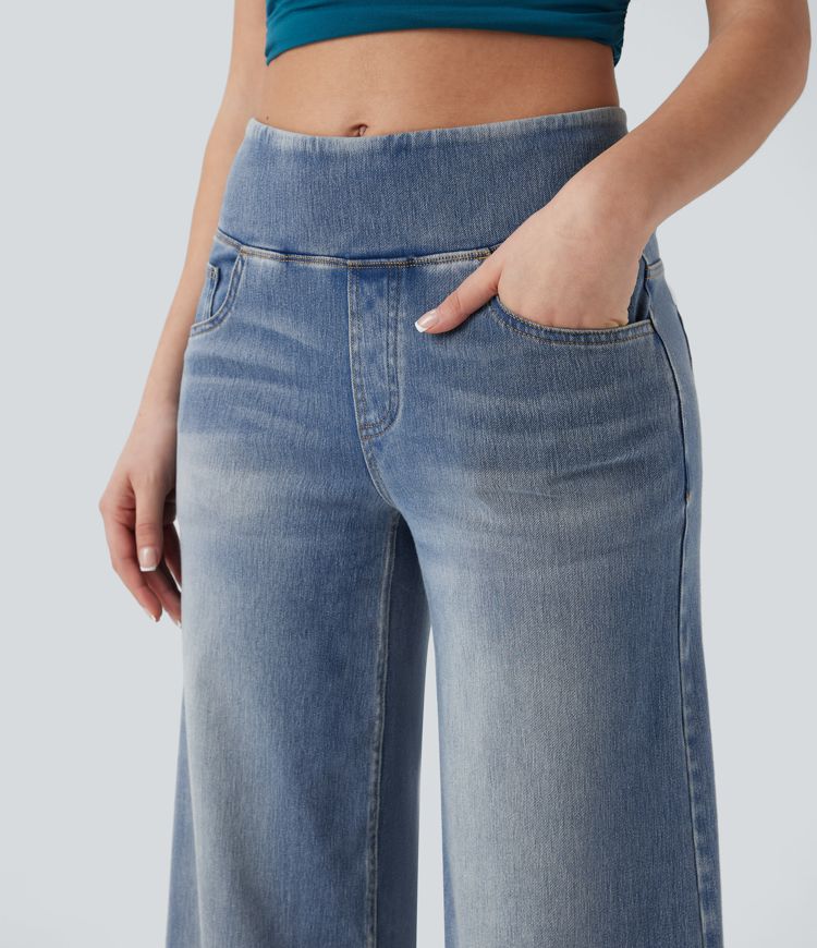 Halara Flex™ Mid Rise Tummy Control Casual Baggy Jeans with Pockets