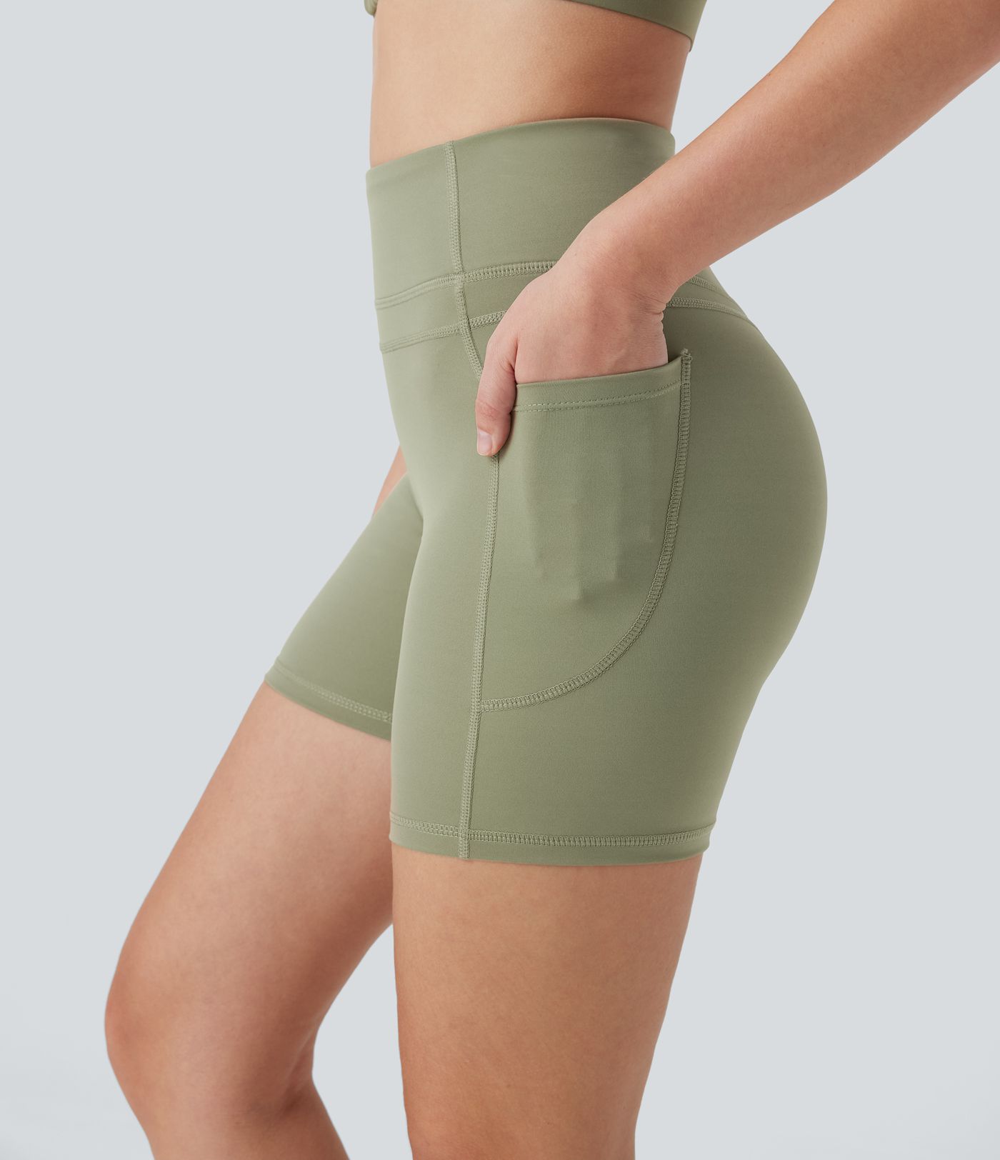 High Waisted Training Biker Shorts 5'' with Side Pockets