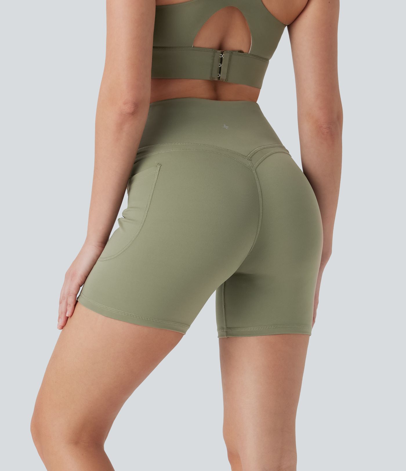 High Waisted Training Biker Shorts 5'' with Side Pockets