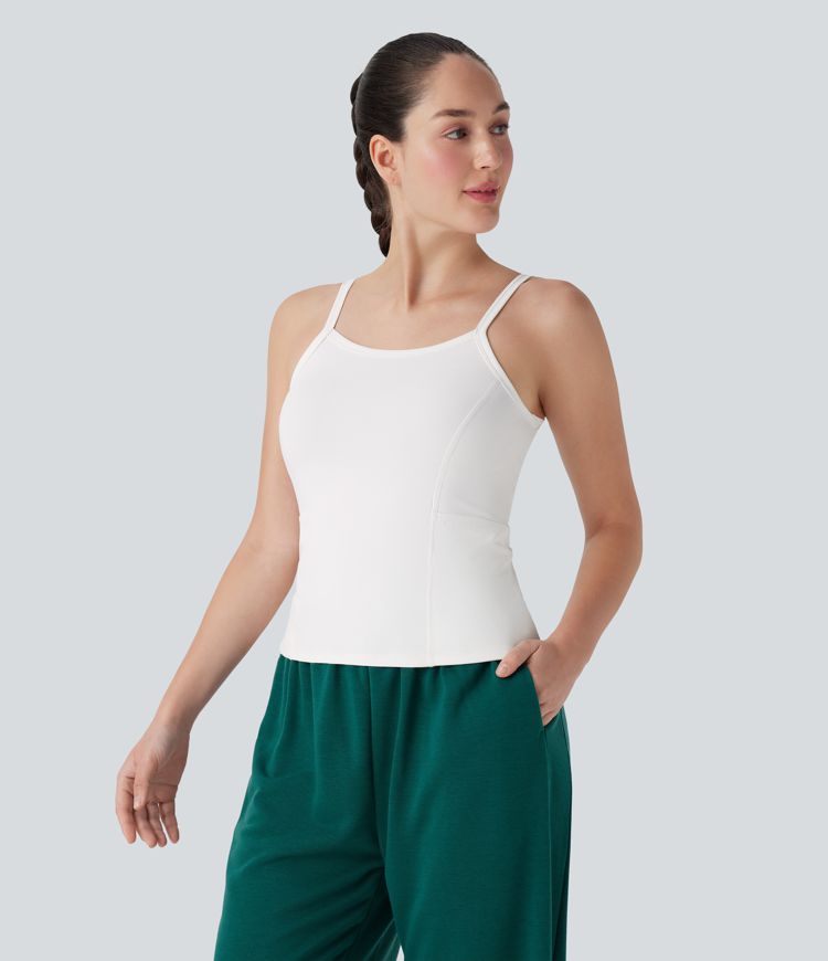 Side Pockets Plain Workout Cami Top