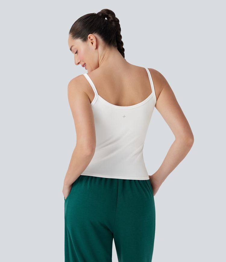 Side Pockets Plain Workout Cami Top