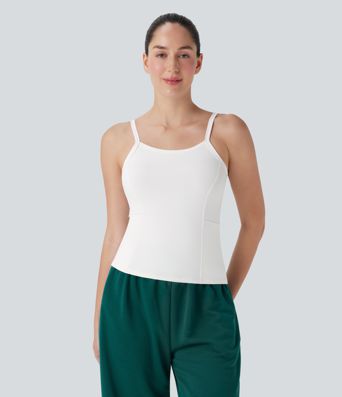 Side Pockets Plain Workout Cami Top