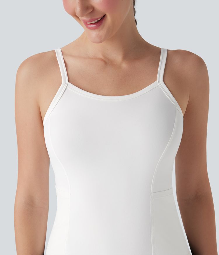 Side Pockets Plain Workout Cami Top