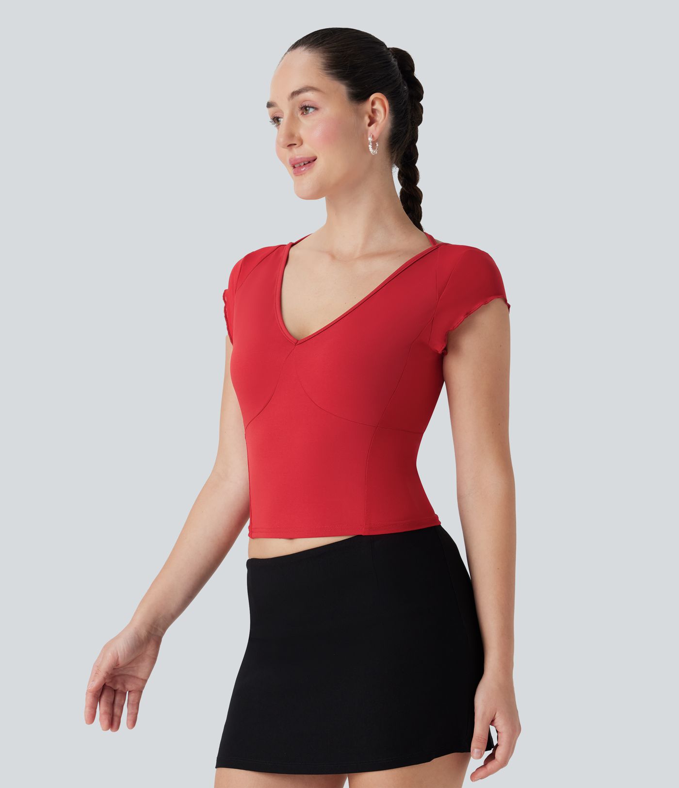 Backless Tie Back Contrast Mesh Party Top