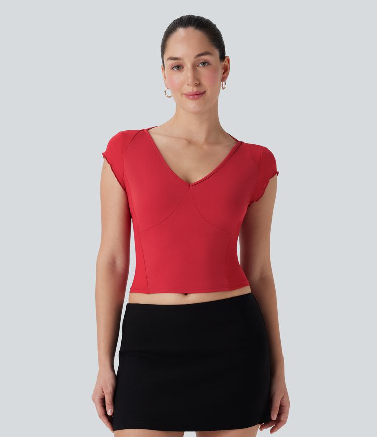 Backless Tie Back Contrast Mesh Party Top