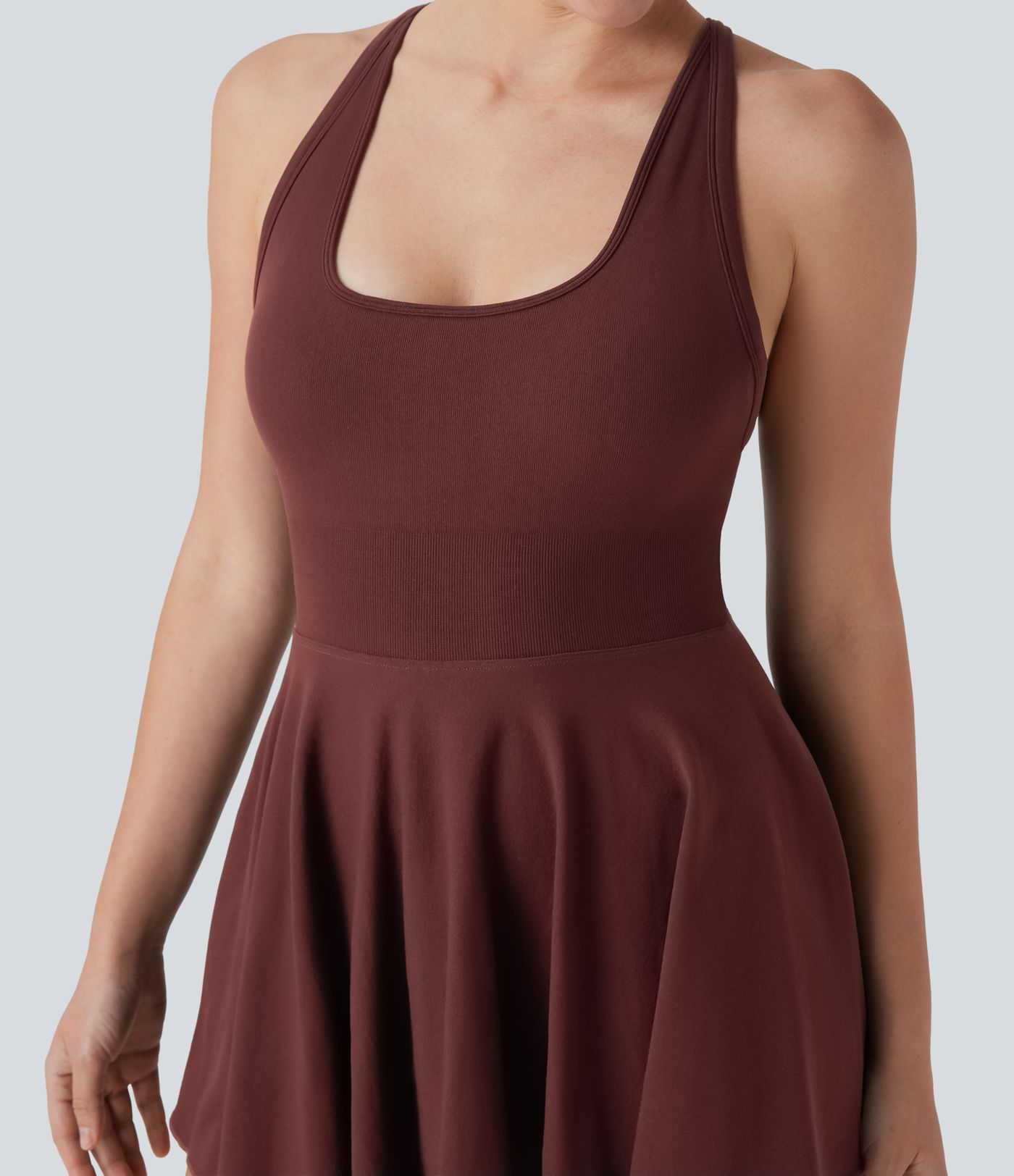 Vestido mini de baile 2 en 1 con espalda cruzada y sin costuras