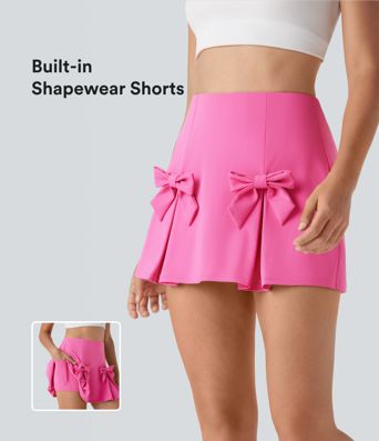 Softlyzero™ QuickDry High Waisted Tummy Control Removable Bow Casual Skirt with Built-in Shapewear Shorts