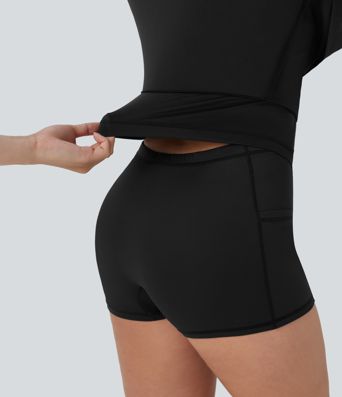 Softlyzero™ QuickDry - Rückenfreies 2-in-1 Tanz-Aktiv-Minikleid im Korsett-Stil mit Seitentaschen und Reißverschluss - Easy Peezy Edition