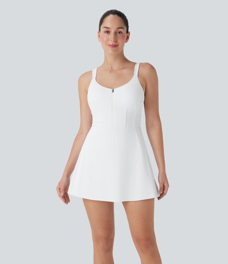 SoftlyZero™ QuickDry Zip Corset 2-in-1 Mini Dance Active Dress with Pockets-Easy Peezy Edition