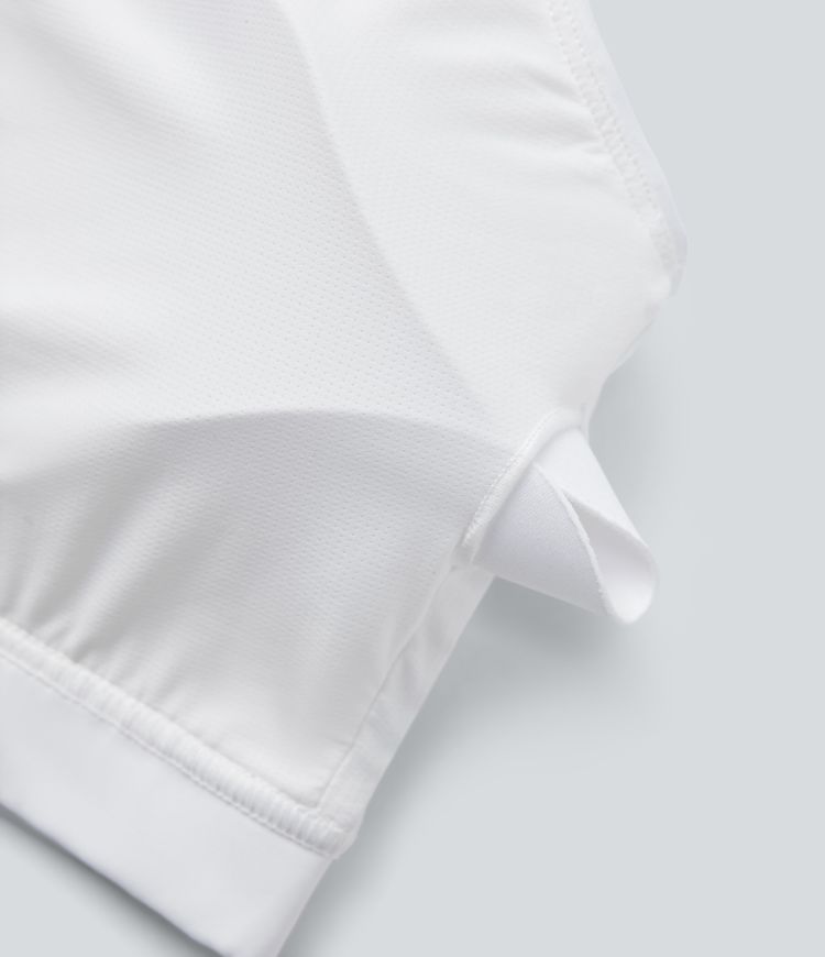 Rückenfreies 2-in-1 Yoga-Sport-Top mit Neckholder, kurzen Ärmeln und kontrastierendem Netzstoff