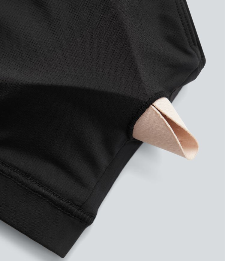 Top deportivo de yoga 2 en 1 de malla en contraste con cuello halter y espalda descubierta