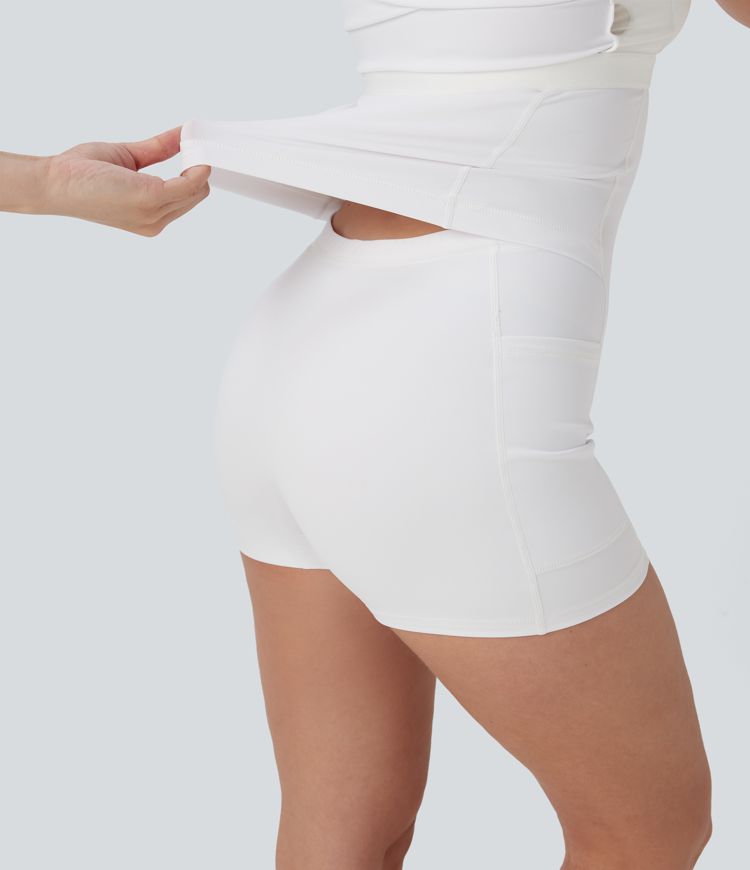 Softlyzero™ Airy Halter Cut Out Backless 2-in-1 Cool Touch Mini Yoga Active Dress with Side Pockets-Easy Peezy Edition-UPF50+