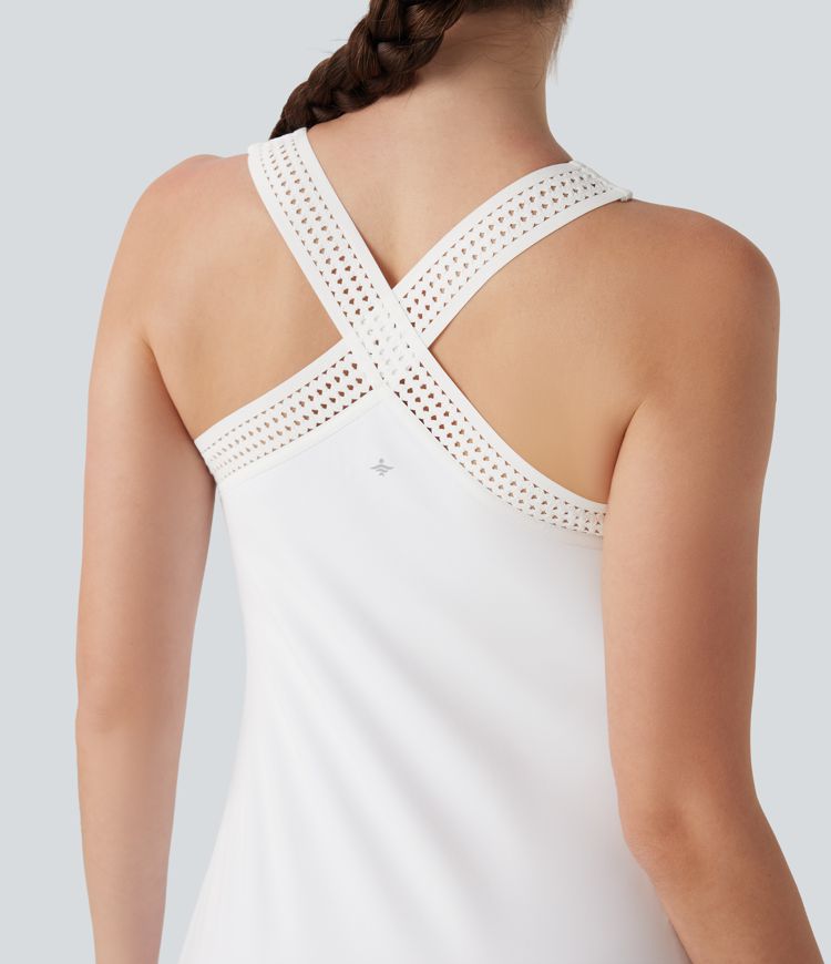 Softlyzero™ Airy Halter Cut Out Backless 2-in-1 Cool Touch Mini Yoga Active Dress with Side Pockets-Easy Peezy Edition-UPF50+