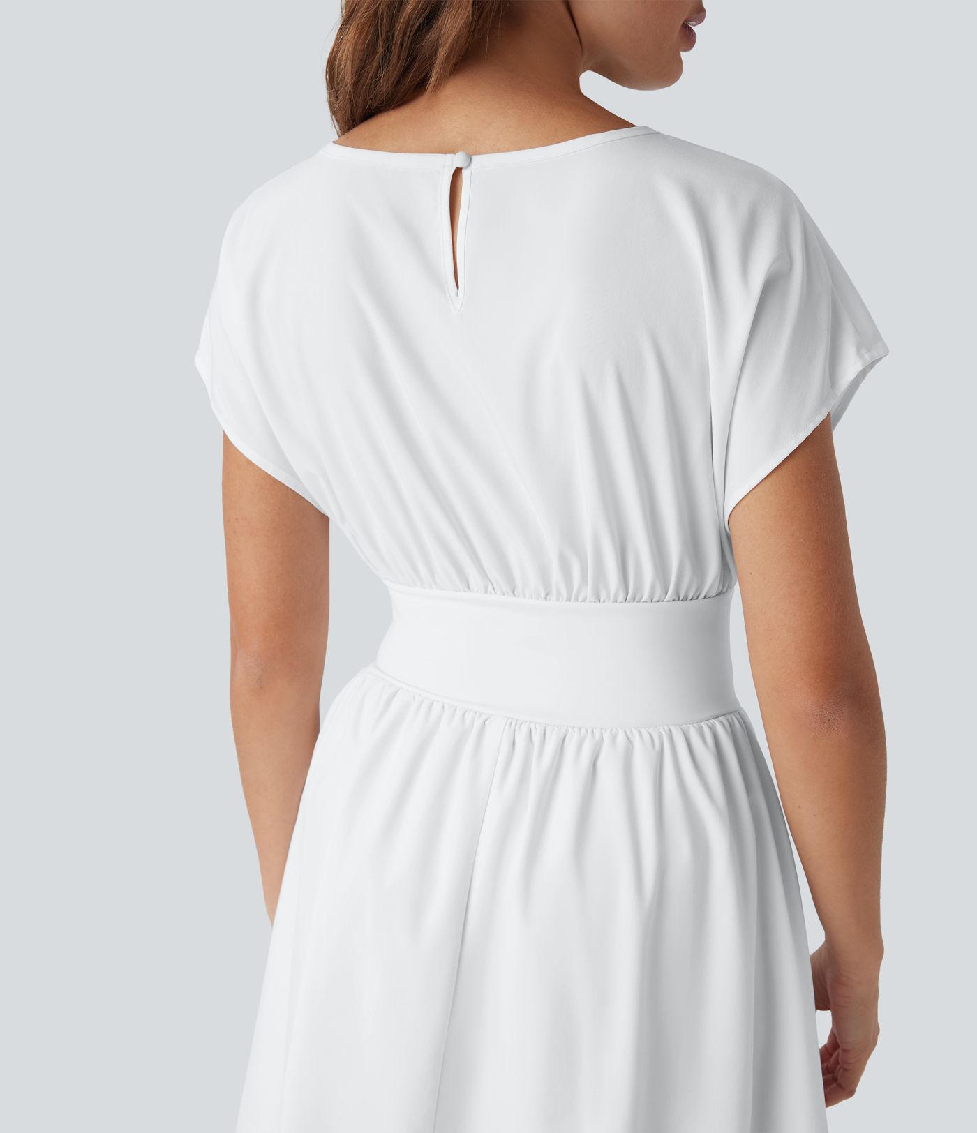 Breezeful™ - Fließendes Arbeits-Midikleid mit Seitentaschen und Fledermausärmeln - schnelltrocknend