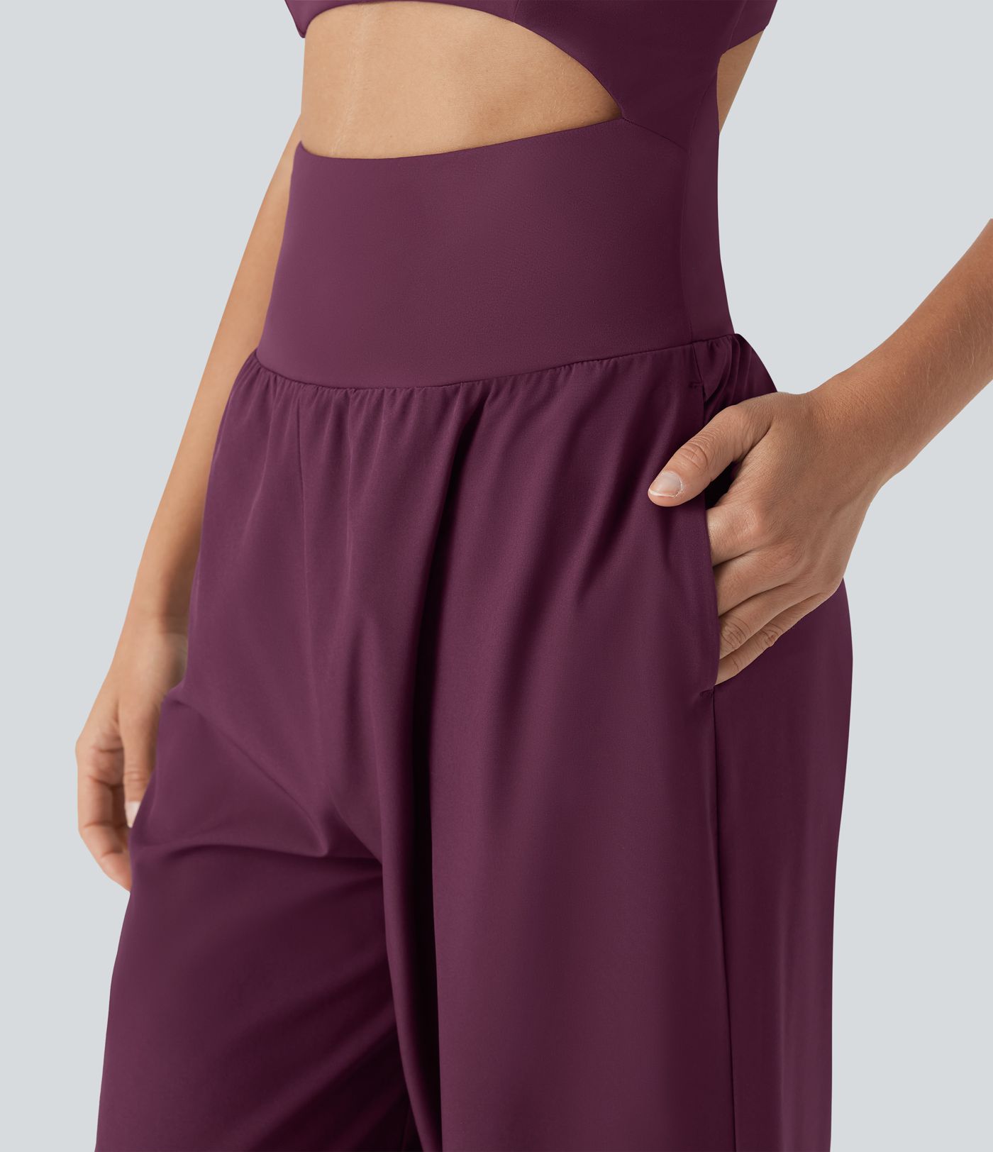 Combinaison yoga Breezeful™ dos nu à découpes séchage rapide avec poches latérales - Édition Easy Peasy