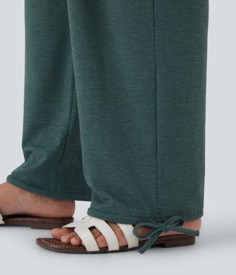 Crossover High Waisted Pocket Drawstring Casual Joggers