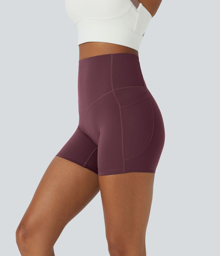 Halara UltraSculpt™ SoCinched High Waisted Tummy Control Side Pocket Shaping Training Biker Shorts 5''