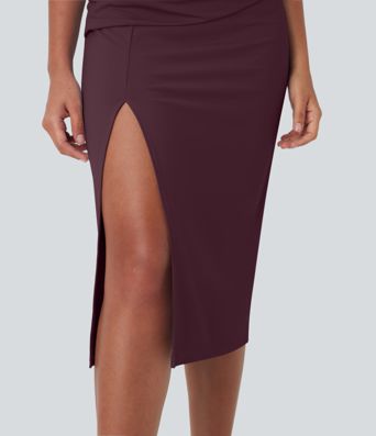 SoftlyZero™ Airy Square Neck Corset Ruched Bodycon Midi Cool Touch Dress D-F Cups