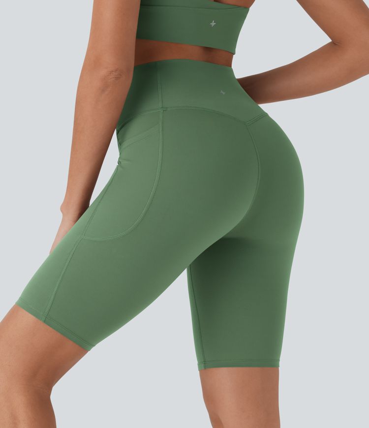 Halara UltraSculpt™ SoCinched Short de Cycliste Taille Haute avec Contrôle du Ventre et Poches, 9 pouces