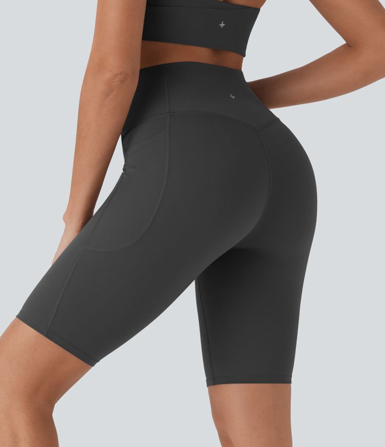 Halara UltraSculpt™ SoCinched High Waisted Tummy Control Side Pocket Shaping Training Biker Shorts 9''