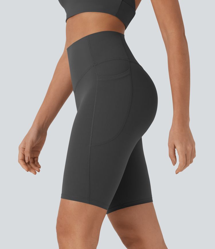 Halara UltraSculpt™ SoCinched High Waisted Tummy Control Pocket Shaping Training Biker Shorts 9''