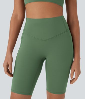 Halara UltraSculpt™ SoCinched Short de Cycliste Taille Haute avec Contrôle du Ventre et Poches, 9 pouces