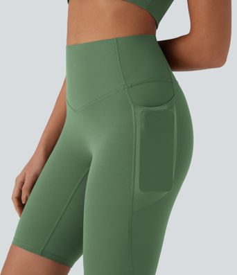 Halara UltraSculpt™ SoCinched Short de Cycliste Taille Haute avec Contrôle du Ventre et Poches, 9 pouces