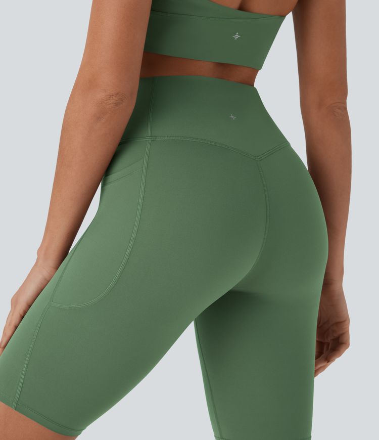 Halara UltraSculpt™ SoCinched Short de Cycliste Taille Haute avec Contrôle du Ventre et Poches, 9 pouces