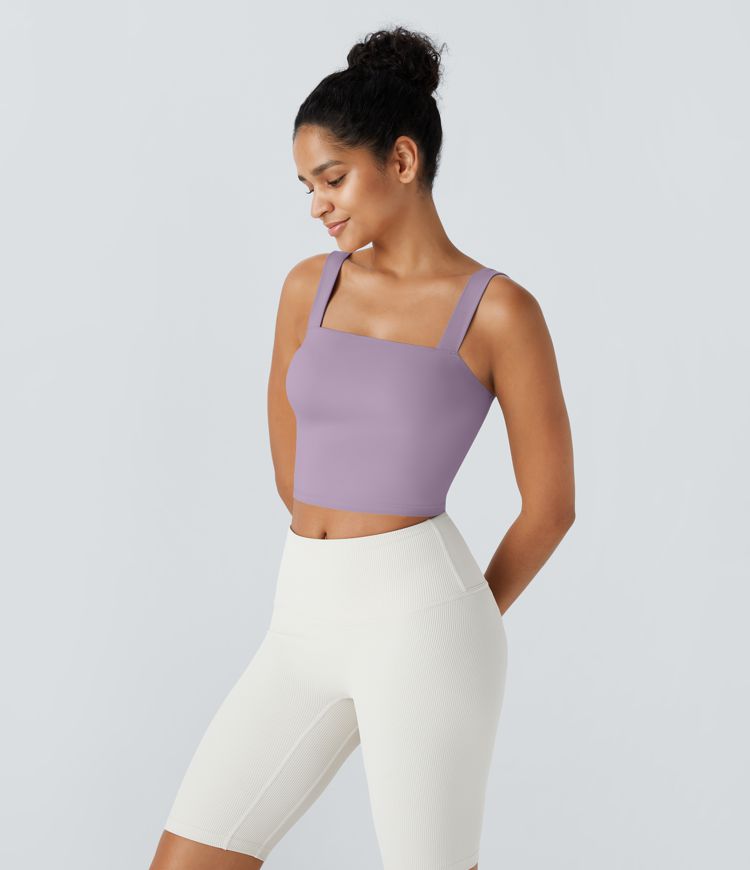 Softlyzero™ Plush Square Neck Cropped Skinny Yoga Tank Top