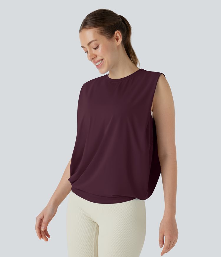 Rundals Gerafftes Cool Touch Yoga Tank Top-UPF50+