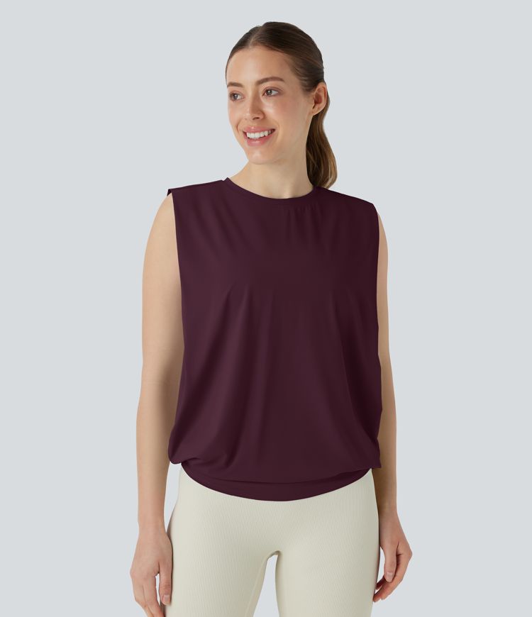 Rundals Gerafftes Cool Touch Yoga Tank Top-UPF50+