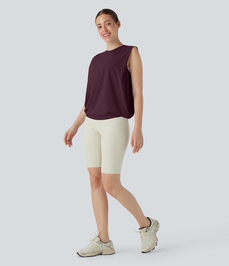 Rundals Gerafftes Cool Touch Yoga Tank Top-UPF50+