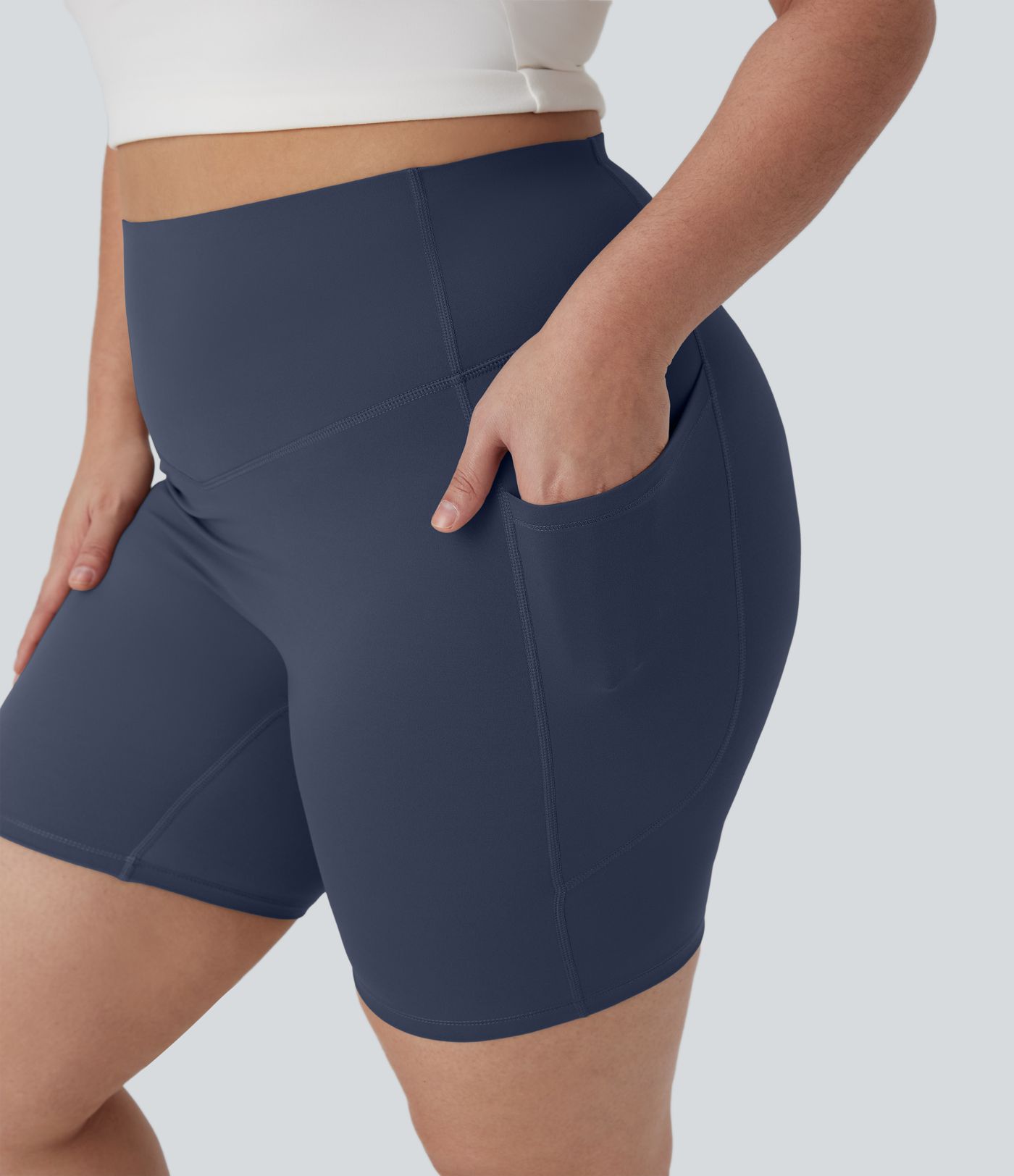 Halara UltraSculpt™ High Waisted Tummy Control Shaping Training Plus Size Biker Shorts 7'' with Pocket Halara UltraSculpt™ High Waisted Tummy Control Shaping Training Plus Size Biker Shorts 7'' with Pocket
