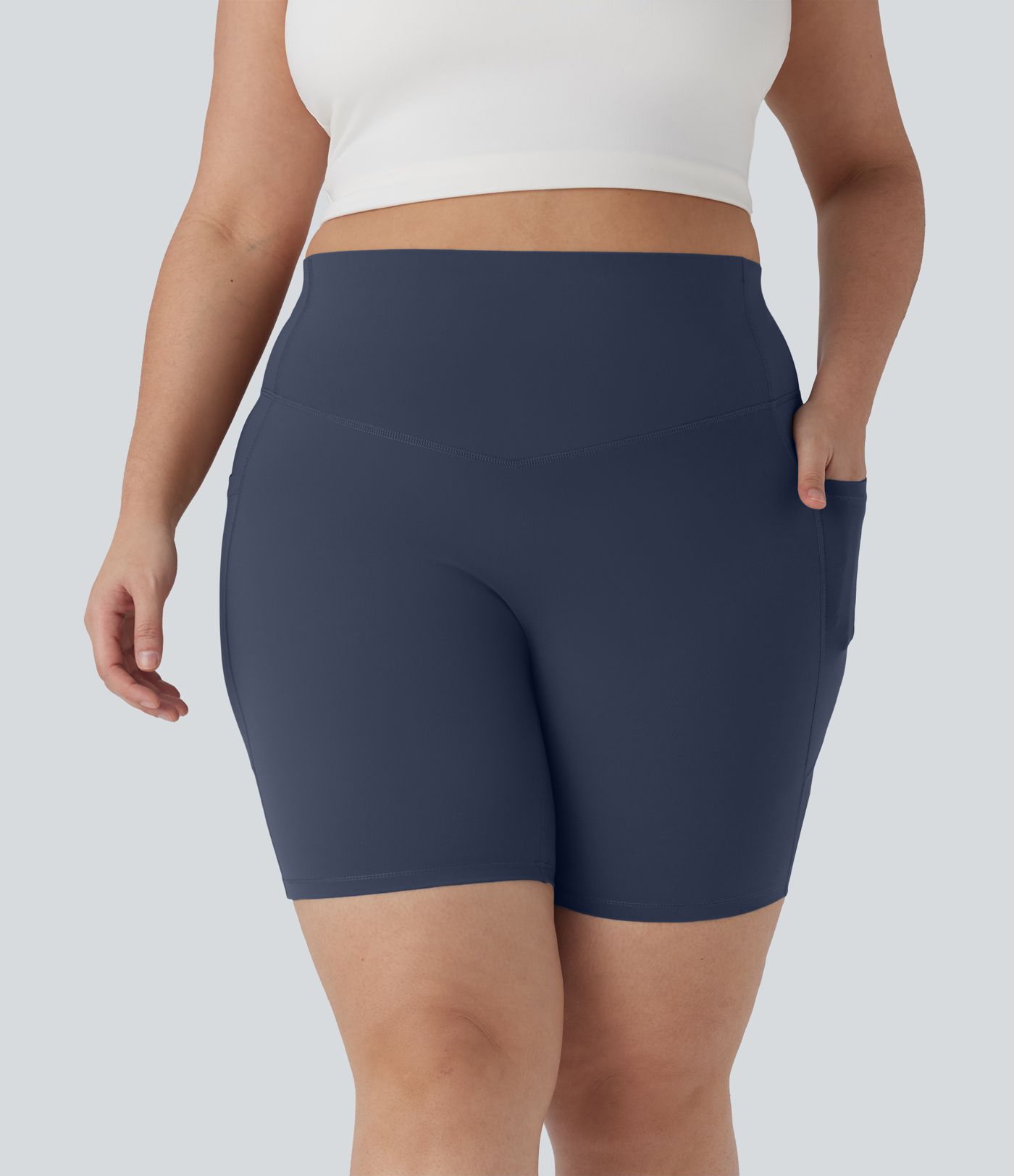 Halara UltraSculpt™ High Waisted Tummy Control Shaping Training Plus Size Biker Shorts 7'' with Pocket Halara UltraSculpt™ High Waisted Tummy Control Shaping Training Plus Size Biker Shorts 7'' with Pocket