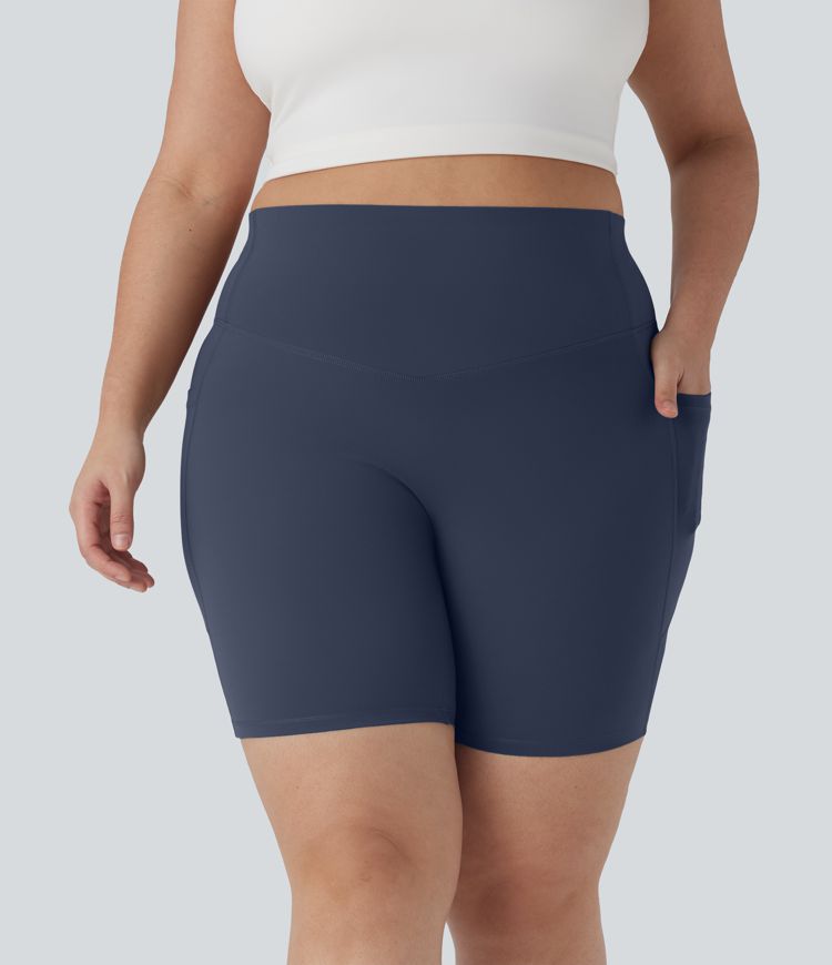Halara UltraSculpt™ High Waisted Tummy Control Shaping Training Plus Size Biker Shorts 7'' with Pocket Halara UltraSculpt™ High Waisted Tummy Control Shaping Training Plus Size Biker Shorts 7'' with Pocket