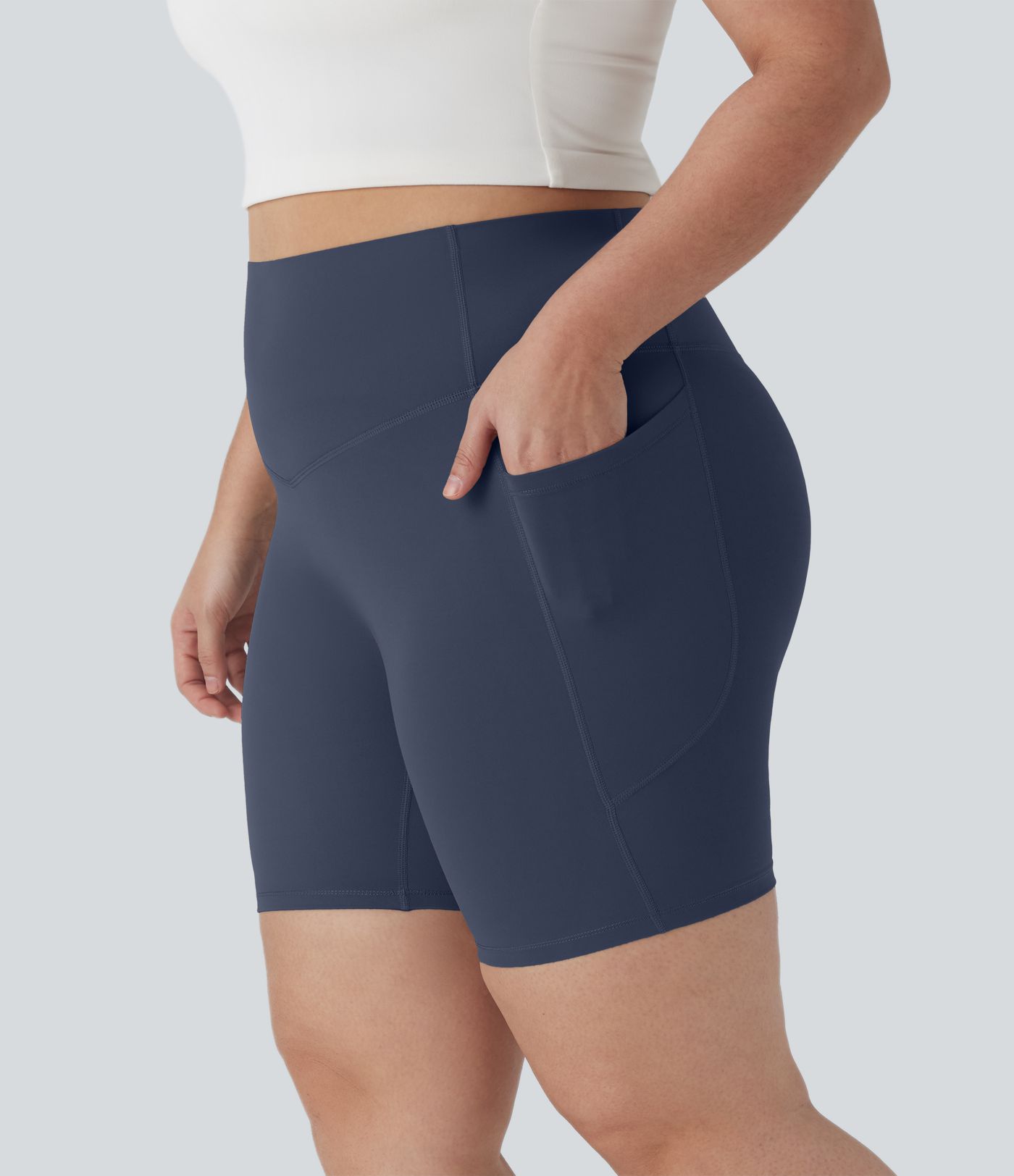 Halara UltraSculpt™ High Waisted Tummy Control Shaping Training Plus Size Biker Shorts 7'' with Pocket Halara UltraSculpt™ High Waisted Tummy Control Shaping Training Plus Size Biker Shorts 7'' with Pocket