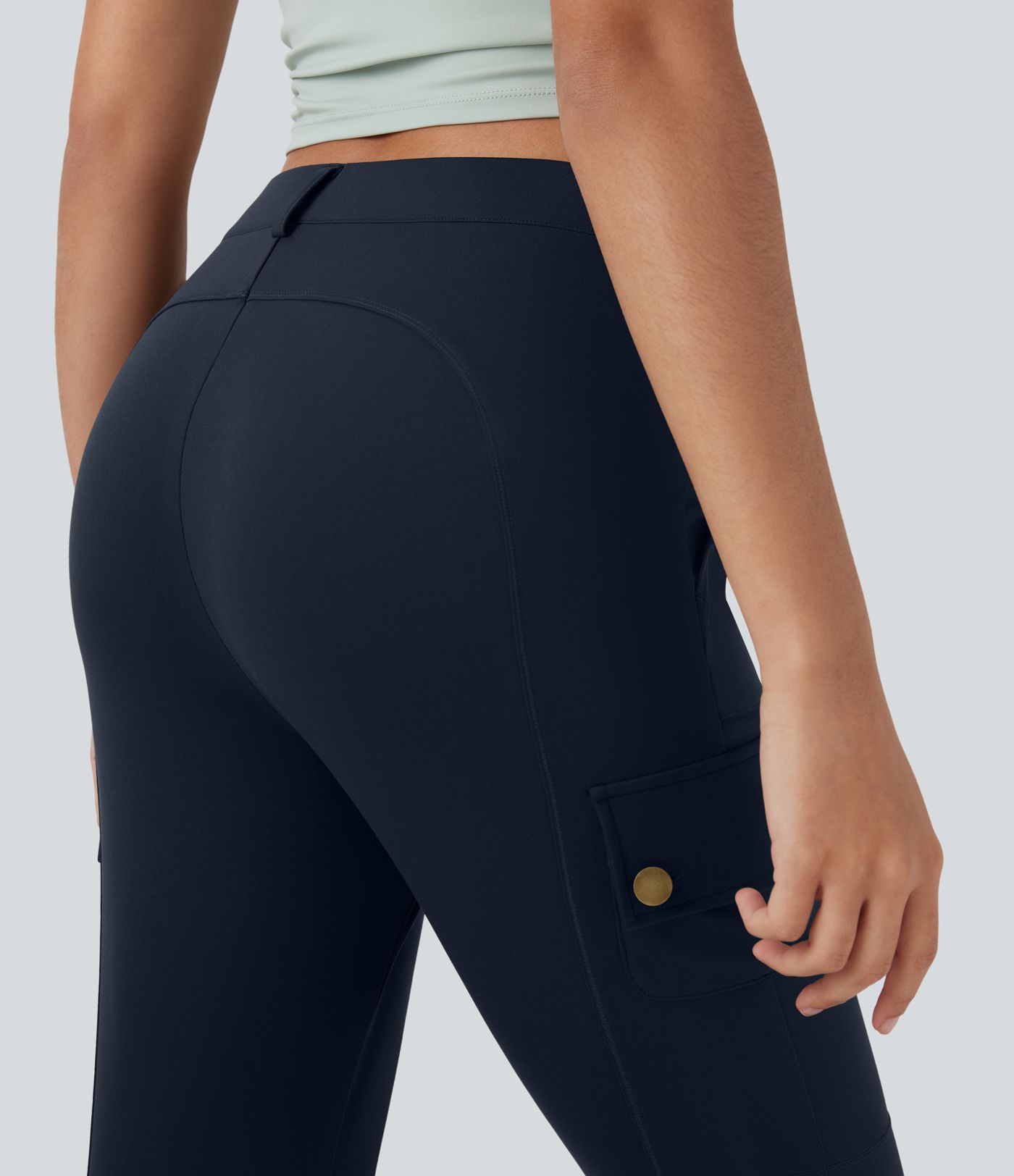 DayStretch High Waisted Zipper Pockets Solid Skinny Pedal Pusher Casual Cargo Trousers