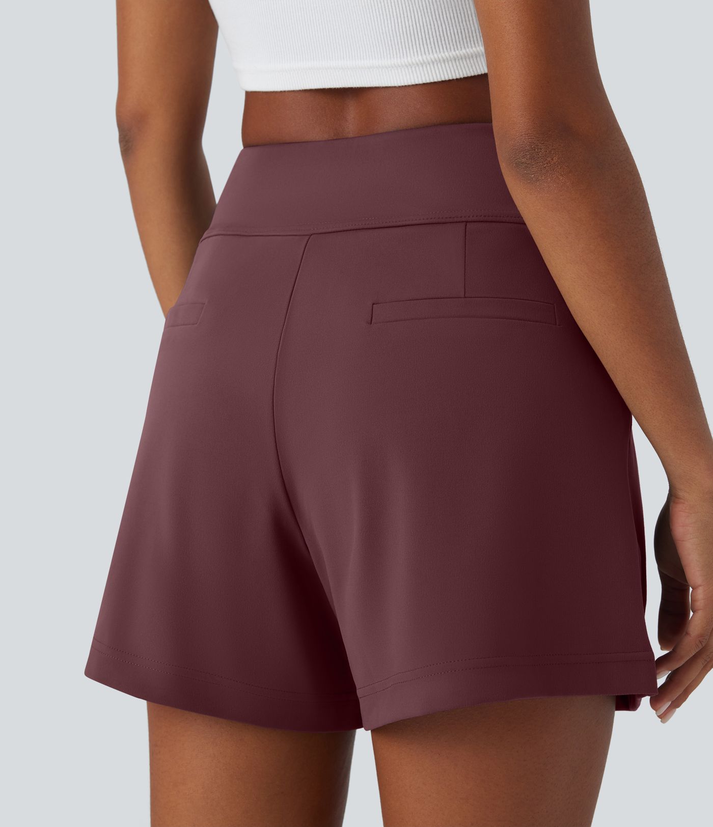 DayStretch High Waisted Work Baggy Shorts 4'' with Pockets
