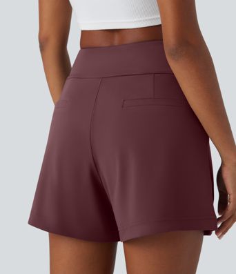 DayStretch High Waisted Work Baggy Shorts 4'' with Pockets