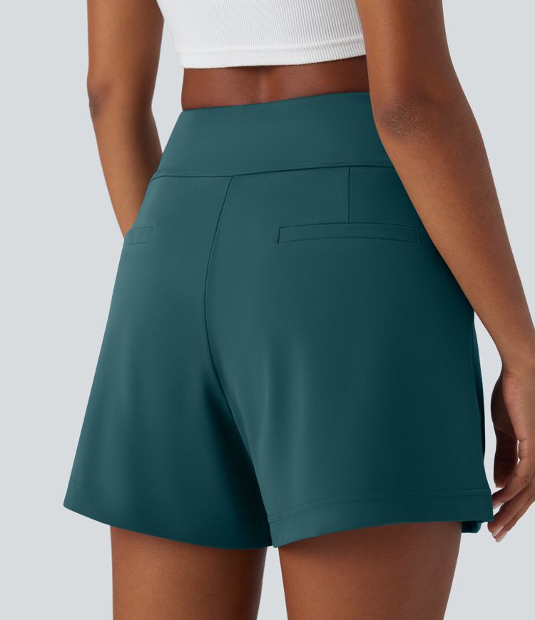DayStretch High Waisted Pocket Wide Leg Work Shorts