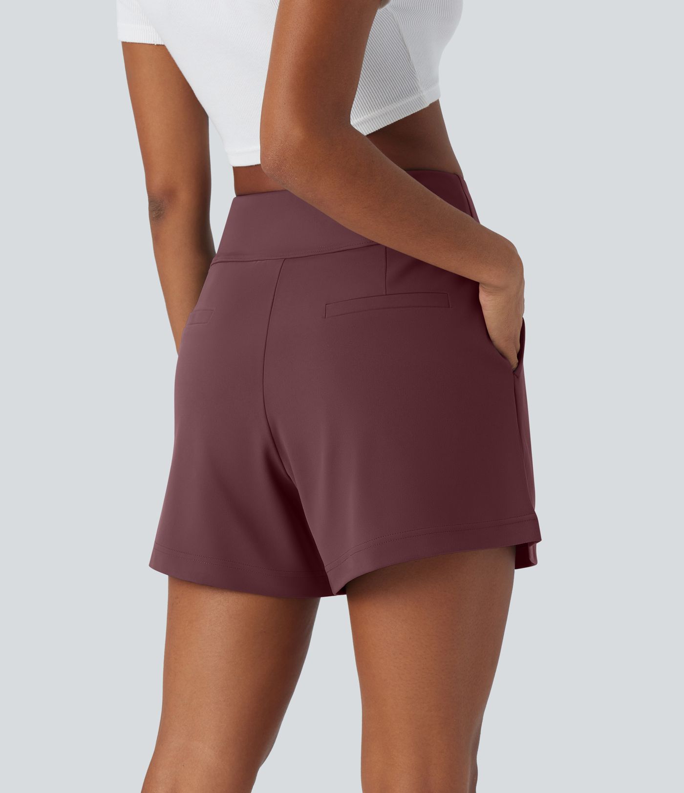 DayStretch High Waisted Work Baggy Shorts 4'' with Pockets