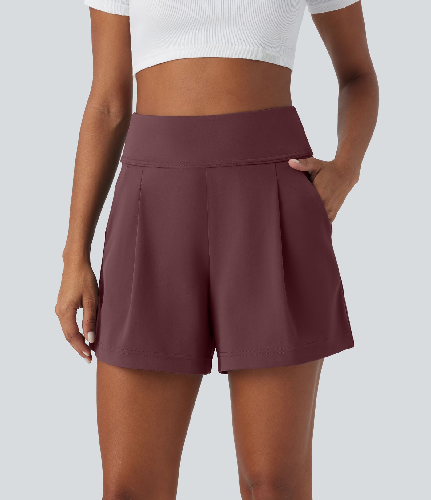 DayStretch High Waisted Work Baggy Shorts 4'' with Pockets