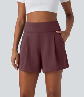 DayStretch High Waisted Work Baggy Shorts 4'' with Pockets