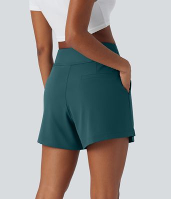 DayStretch High Waisted Pocket Wide Leg Work Shorts