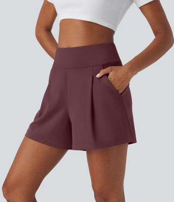 DayStretch High Waisted Work Baggy Shorts 4'' with Pockets