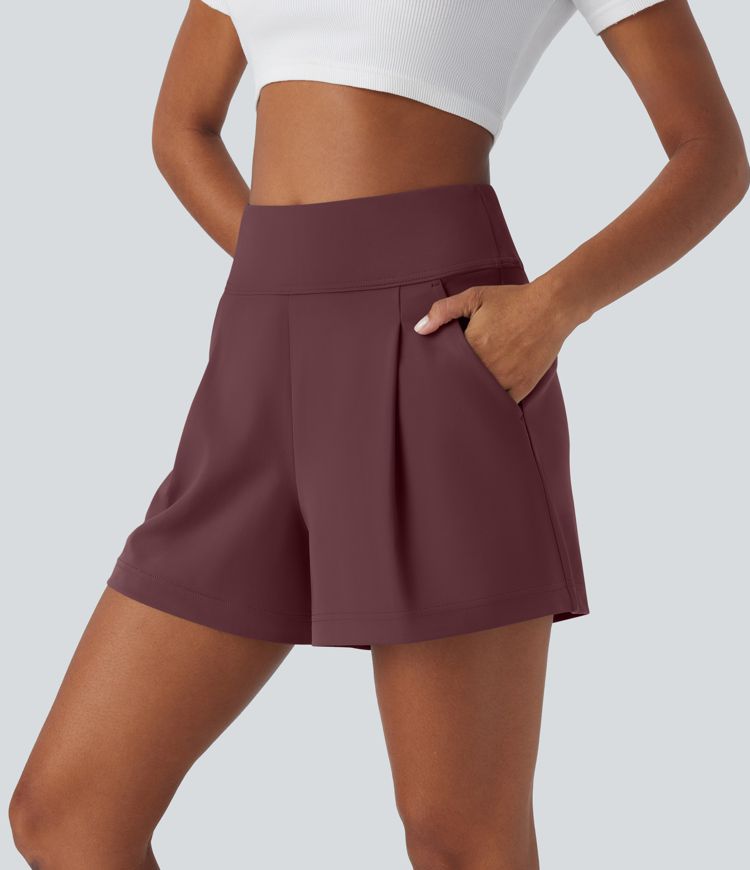DayStretch High Waisted Work Baggy Shorts 4'' with Pockets