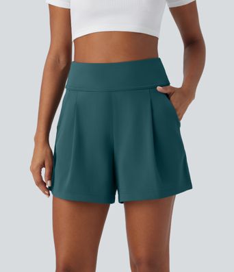 DayStretch High Waisted Pocket Wide Leg Work Shorts