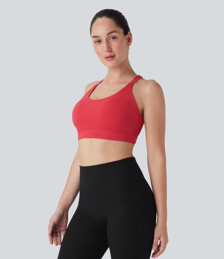 SpeedWave™ Medium Support Molded Cups Perforated Adjustable Hook Quick Dry Training Sports Bra-D/DD/DDD/F Cups